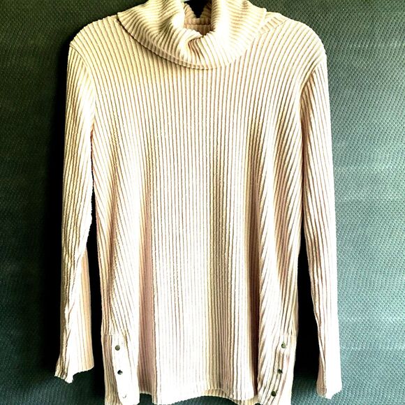 Liz Claiborne Pink Ribbed Cowl Turtleneck Medium - Picture 1 of 6